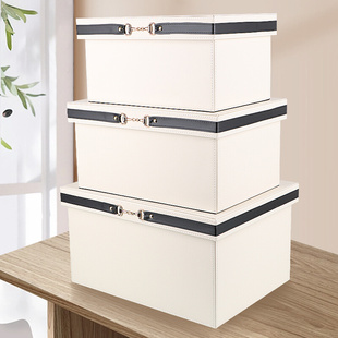 饰盒储物整理箱 家用轻奢收纳盒衣柜样板间衣v帽间橙色摆件皮质装