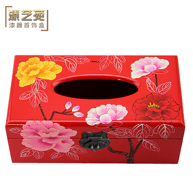 漆器纸巾盒木制推光o漆器 抽纸盒F 餐巾盒中式仿古装饰餐巾盒