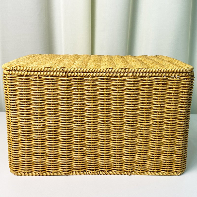 W072[三件套]仿藤花椒u色带盖长方形手工田园家用储物.收纳筐置物,收纳整理,收纳筐,淘宝优惠券,粉丝福利购,淘宝优惠卷