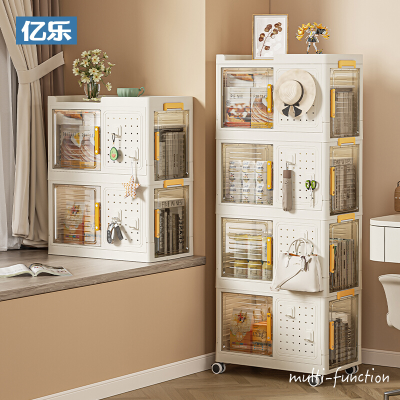 可移动书架f免安装折叠收纳柜书箱玩具置物架子小推车家用书柜