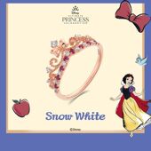 新款 优雅气质轻奢童话 迪士公主系列白雪公主金镶锆戒指女个性