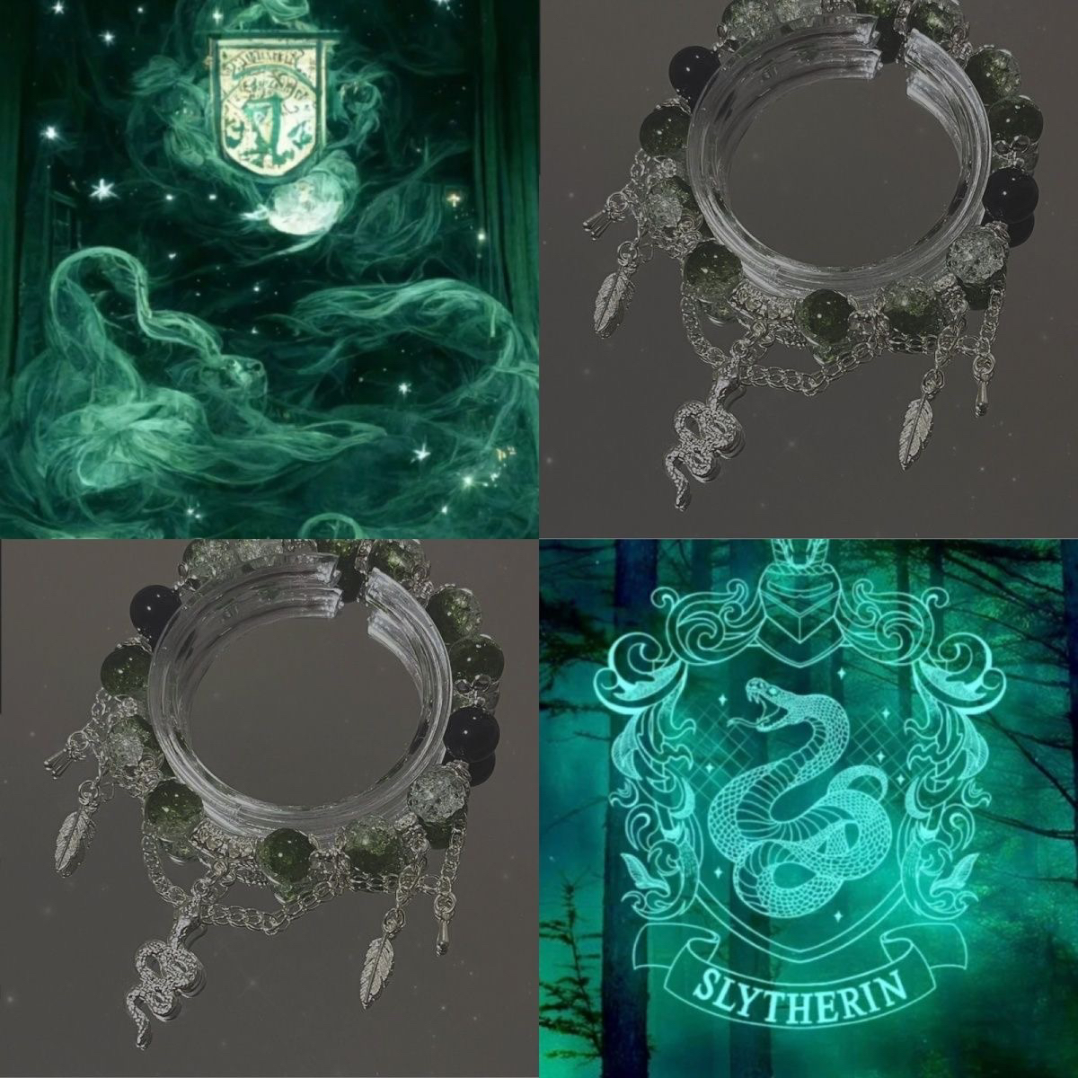 哈利波特 斯莱特林印象爆款DIY小众串珠周边蛇院衍生琉璃手链