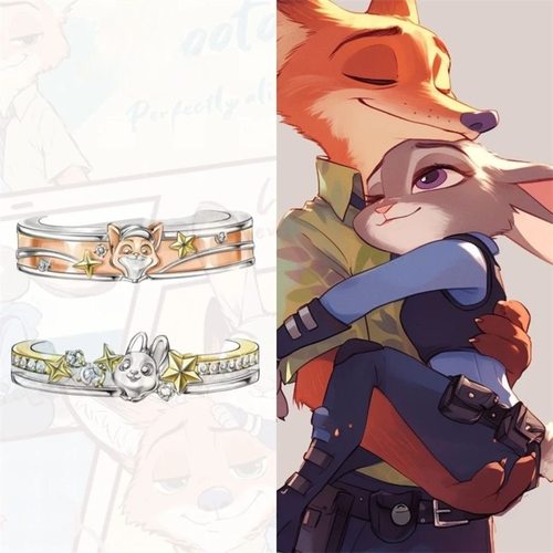 疯狂动物城尼克狐尼克印象戒指手绘精致时尚可爱卡通动漫周边戒指