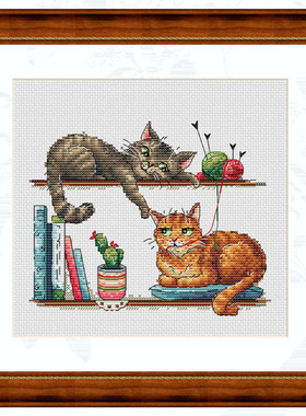 公主绣铺DMC自配十字绣纯棉线精准印花自配套件231102猫咪毛线球