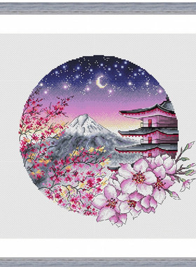 公主绣铺DMC自配十字绣纯棉线精准印花套件送saga231215月夜的花