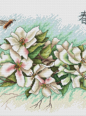 公主绣铺DMC自配套件纯棉线精准印花套件201225春天的玉兰花