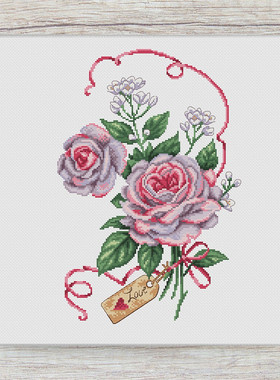 公主绣铺DMC自配套件纯棉线精准印花套件220505粉紫色淡雅玫瑰