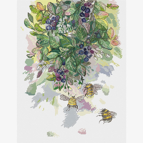 公主绣铺DMC线R线自配十字绣精准印花套件D131蜜蜂花花叶子