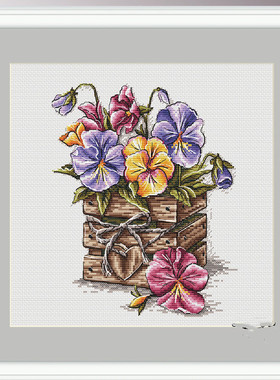 公主绣铺DMC自配套件纯棉线精准印花套件211011三色堇