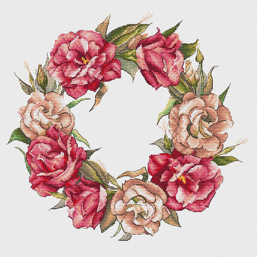 公主绣铺DMC自配套件纯棉线精准印花套件220625粉红色花环