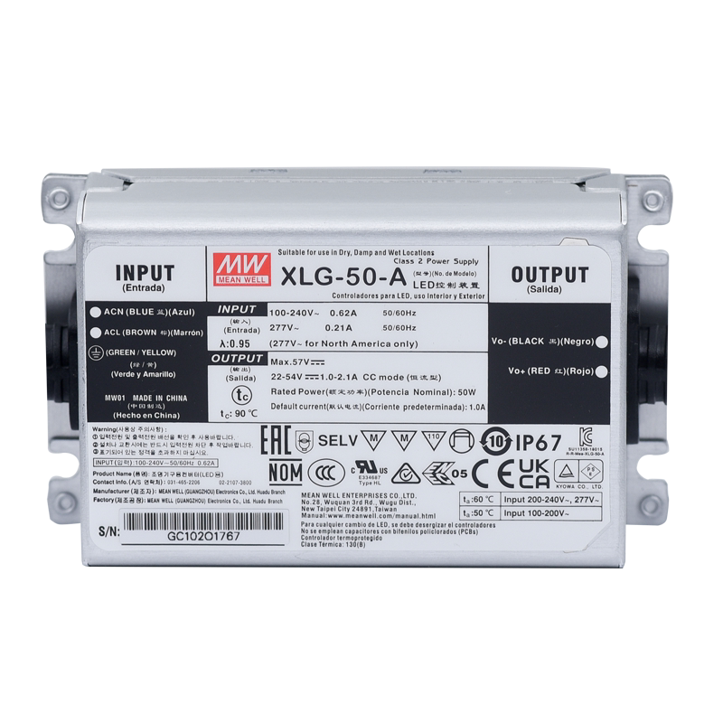 XLG-50-A直流LED防水电源明纬