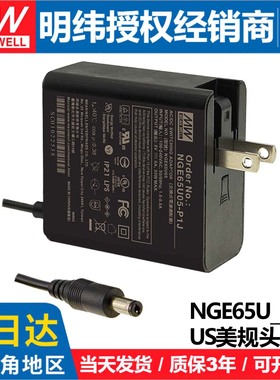 明纬NGE65U/65I-P1J医疗电源挂壁适配器65W 5/9/12/15/18/24/48V