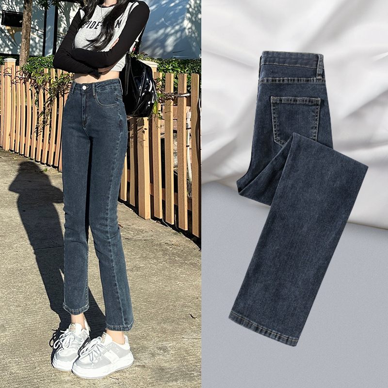 修身弹力高腰显瘦九分烟管裤