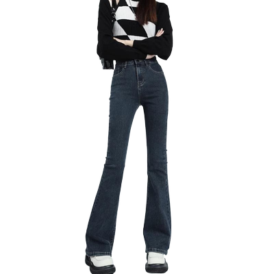 加厚保暖显瘦高腰修身加绒微喇裤