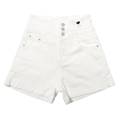 白色超高腰设计感显瘦辣妹热裤