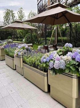 户外种植箱商业街隔断不锈钢花箱高端商场外摆花盆树箱钵组合定制