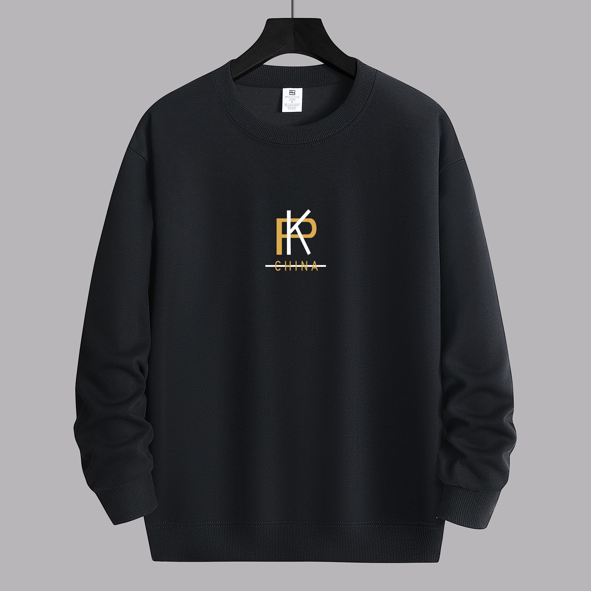 春秋新款简约男士卫衣宽松百搭潮流加厚加绒圆领长袖打底衫上衣男