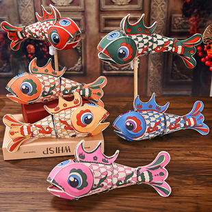 30cm小号手持鱼灯笼成品中秋节儿童手工diy材料歙县呈坎鲤鱼花灯