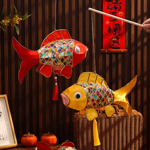 非遗成品锦鲤花灯2026马年元宵装饰金鱼鲤鱼灯笼古风手提发光鱼形