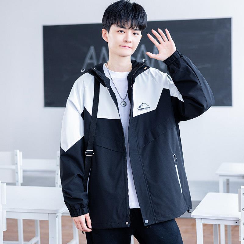 青少年冲锋外套男款2026春秋季新款初中高中学生男孩夹克帅气套装