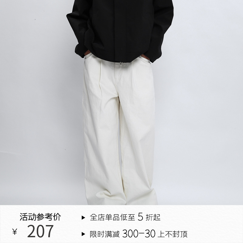 AWT23AW 简约休闲通勤 12盎司有挺感 宽松直筒水洗牛仔裤男女