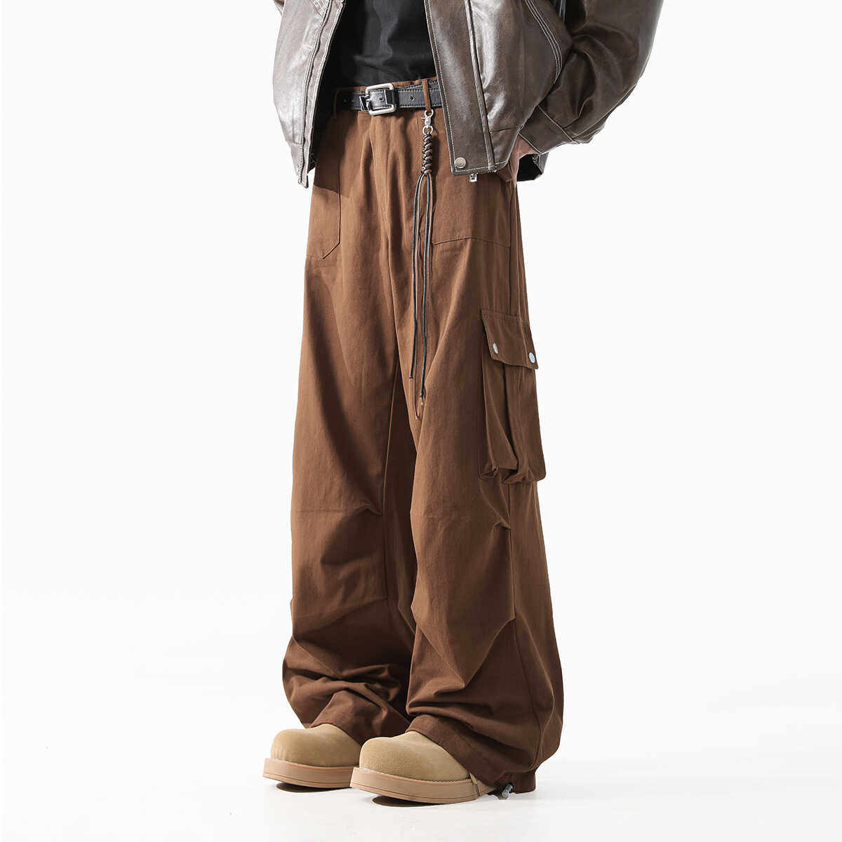 JAANISTE春夏季口袋伞兵工装裤男女款直筒宽松美拉德休闲长裤裤子