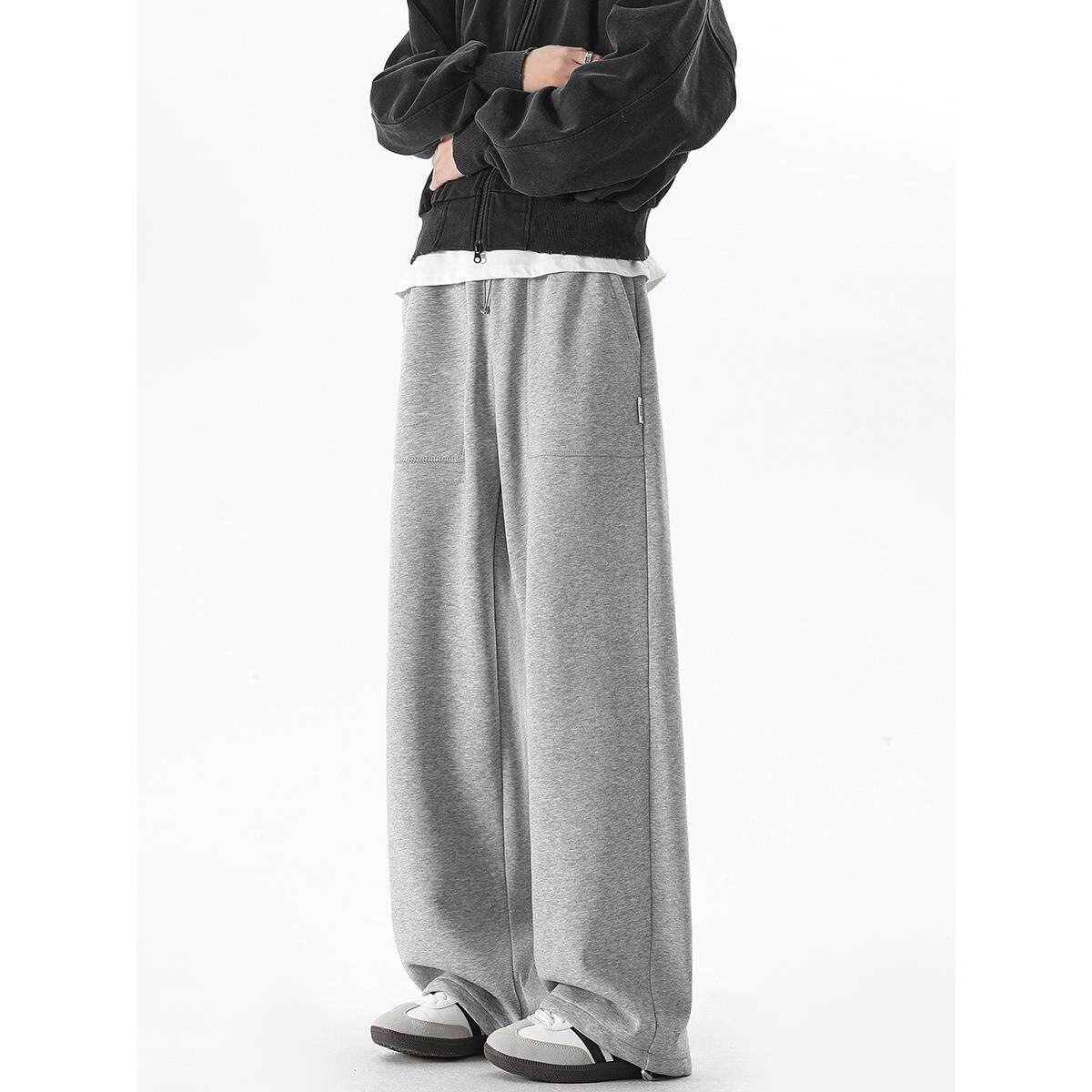 XWWF灰色卫裤男士春秋季宽松直筒裤子宽松垂感百搭运动裤休闲长裤