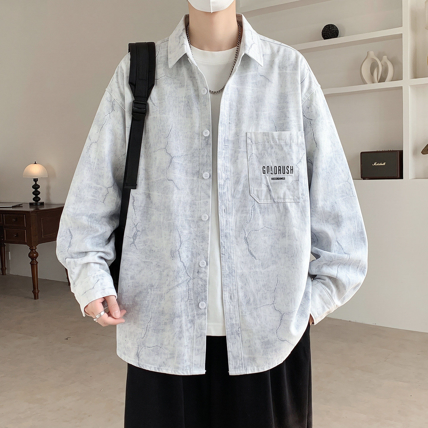 春秋季纯棉衬衫男孩高中