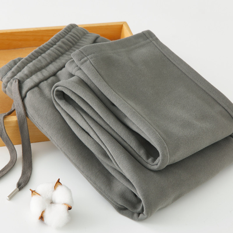 卫裤男直筒裤380G春秋棉重磅 加厚美式休闲运动裤拉锁男士长裤潮