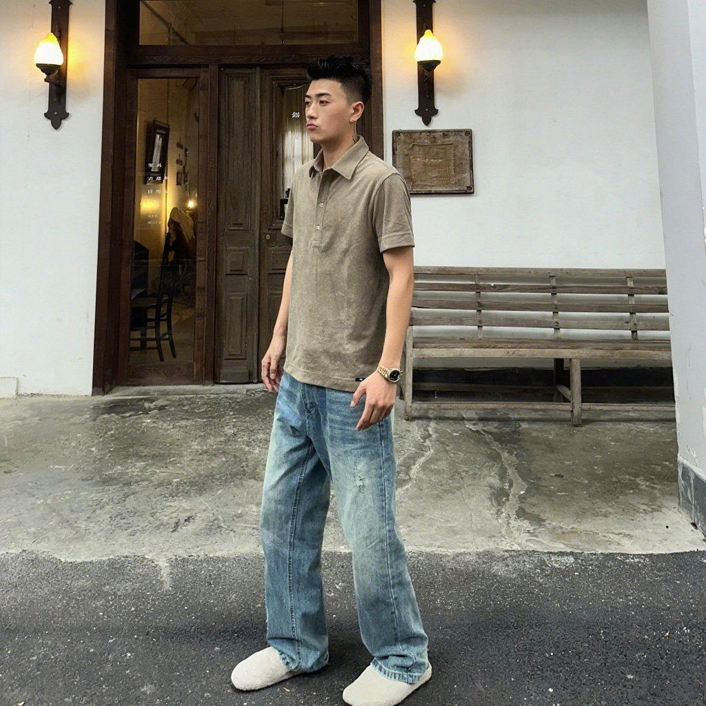 ADGC美式高街水洗蓝色牛