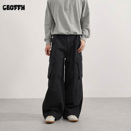 CEGFFH美式复古解构多口袋工装裤男女宽松休闲阔腿长裤潮2026新款