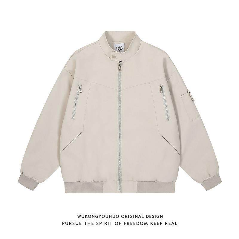 悟空有货美式高街立领工装飞行员夹克男潮牌拉链设计感棒球服外套