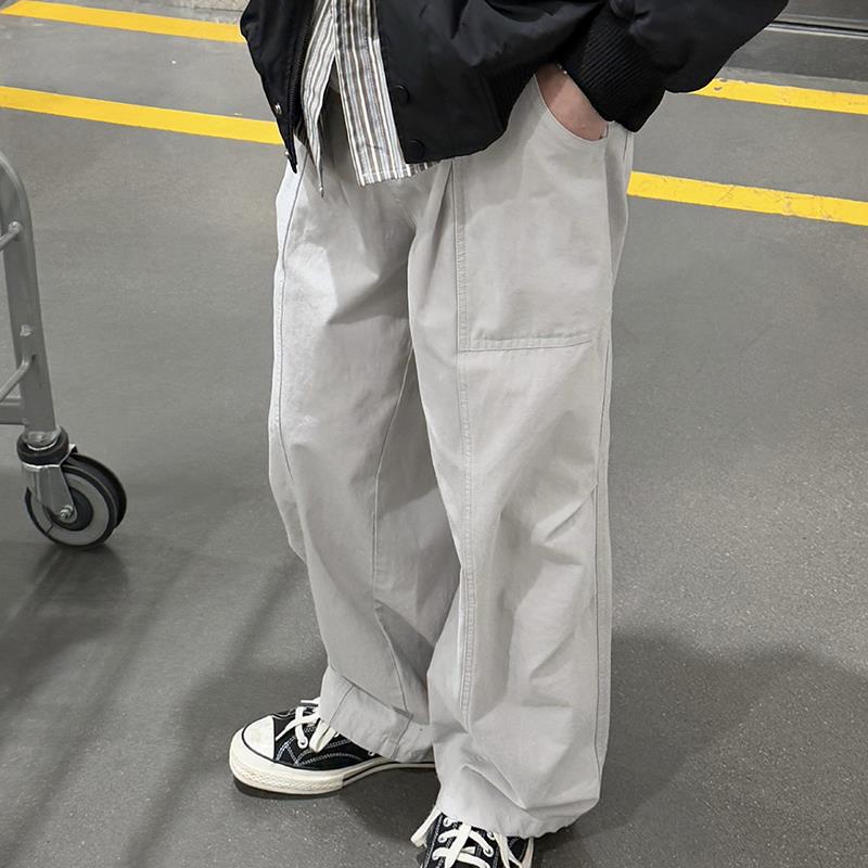 纯色水洗工装裤全棉休闲裤春秋季2025新款男生宽松长裤子日系百搭