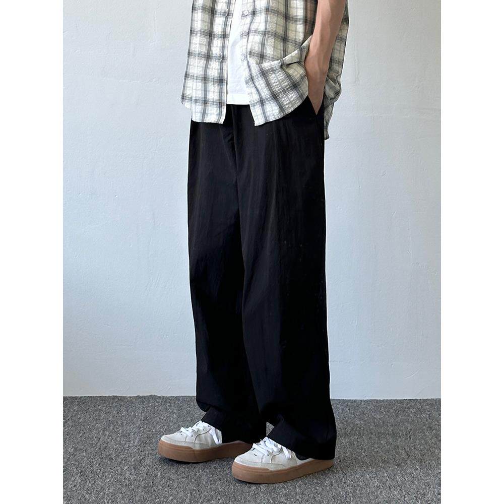 纯色肌理伞兵裤薄款冰丝裤秋季夏款男生宽松简约长裤子夏天休闲裤