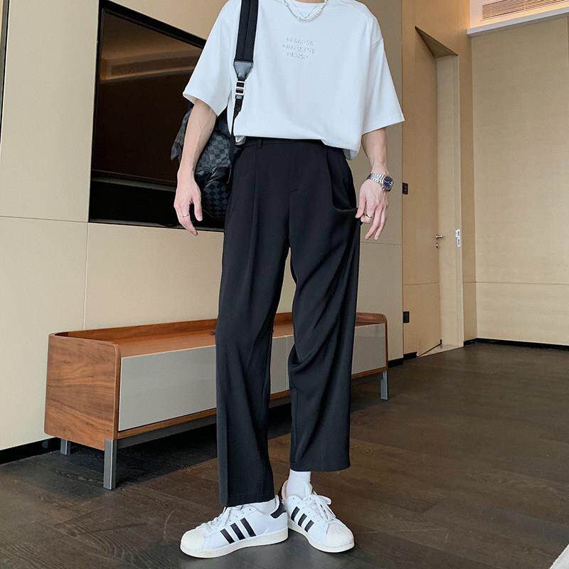 Hualun免熨烫垂坠感西裤宽松薄款冰丝男生休闲裤凉感长裤子夏季男