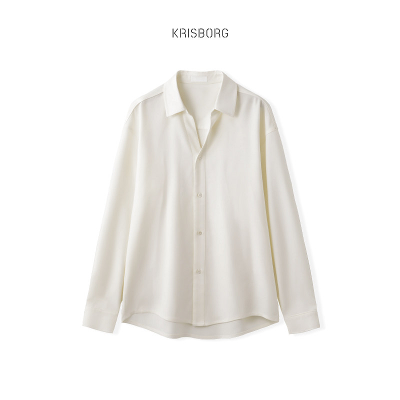 春秋季新款白衬衫男古巴领长袖休闲商务免烫衬衣服轻熟痞帅高级感