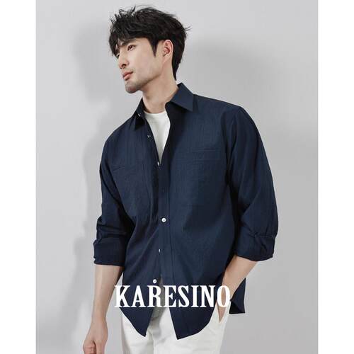 KARESINO男士新款商务泡泡纱透气衬衫外套休闲 上衣免熨烫白衬衣