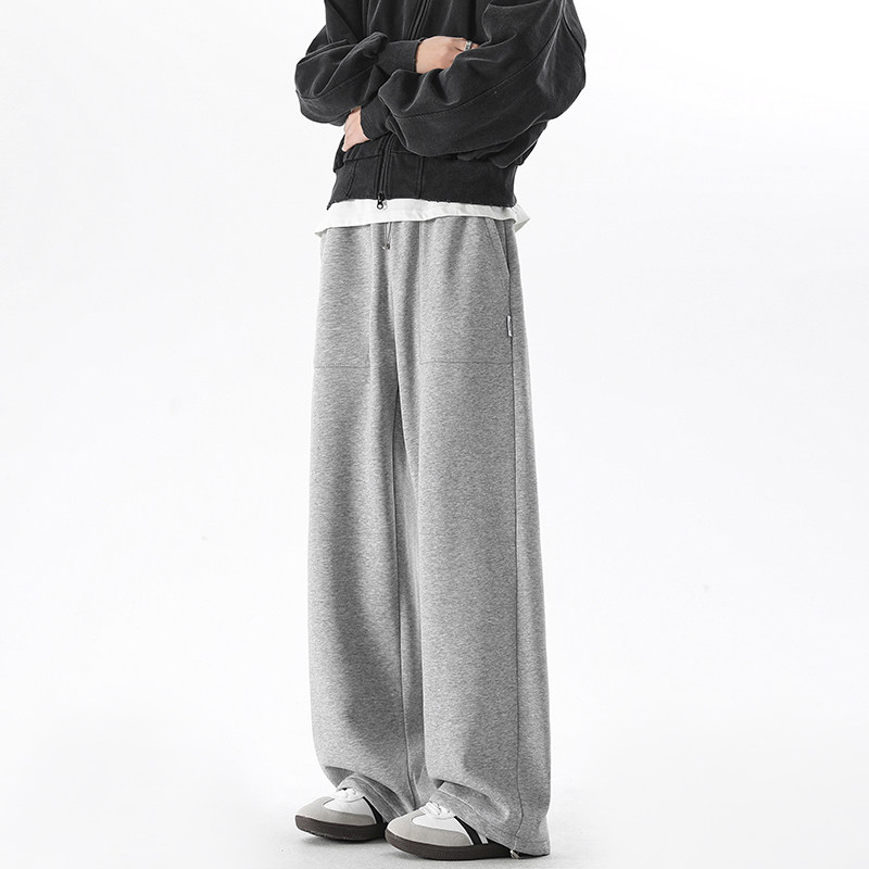 XWWF灰色卫裤男士春秋季宽松直筒裤子宽松垂感百搭运动裤休闲长裤