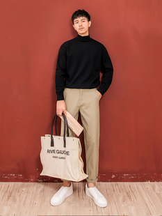 毛衣男冬季加绒加厚中半高领2025黑色毛线衫衣服内搭针织打底衫男