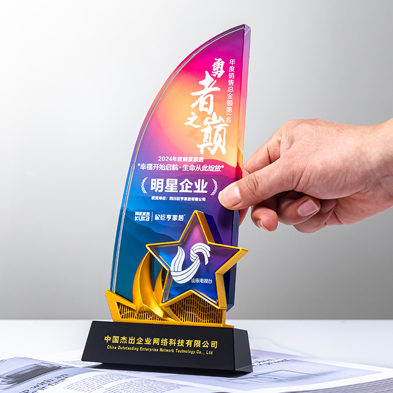2025新款水晶奖杯3d打印创意星星奖杯定制奖杯牌公司定做刻字颁奖