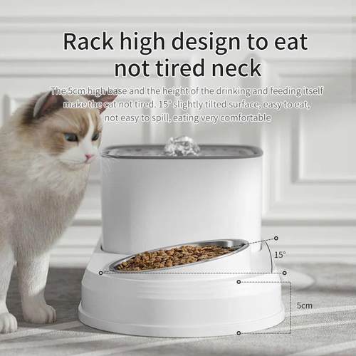 2in1 Cat Water Fountain Automatic Cats Drinker and Feeding B