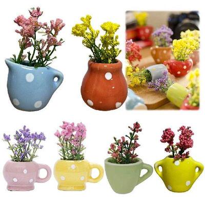 6pcs Cute Plant Fridge Magnets Mini Ceramic Vase Fridge