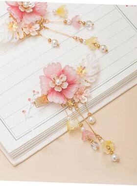 2pcs Flower Hairpin Chinese Hanfu Hair Clips For Women Pearl