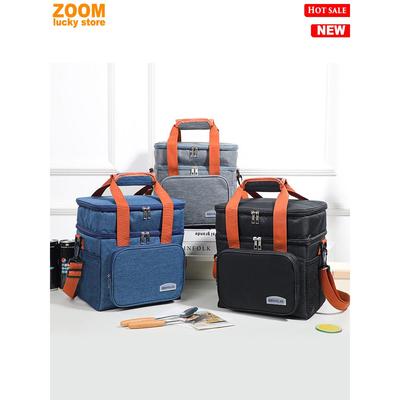 Large Double layered Cooler Bag Insulated Lunch Bag cold box