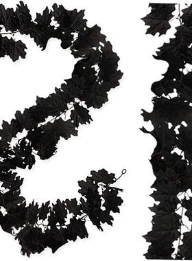 Halloween Decoration Black Simulation Maple Leaf Rattan Harv