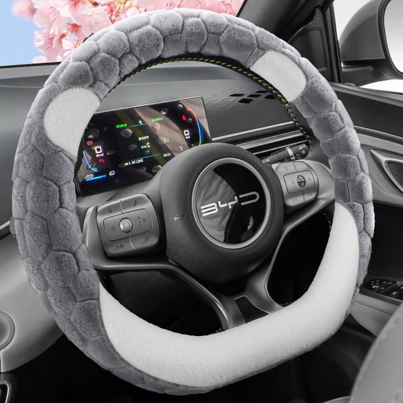 比亚迪海鸥 海豚 新能源专用电动汽车毛绒棉方向盘套冬季保暖防滑