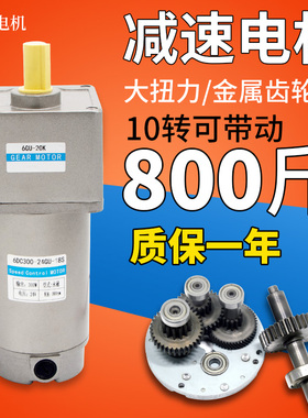 300W直流齿轮减速电机24V48V可调速低转速马达大功率大力矩电动机