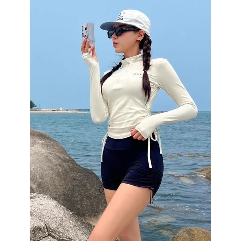 韩国潜水泳衣女士遮肚显瘦泳装海边冲浪游泳馆保守防晒高级感ins