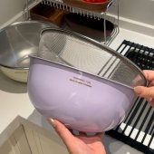 奶油风沥水篮不锈钢洗菜盆家用厨房料理拌菜洗菜和面彩色沙拉碗