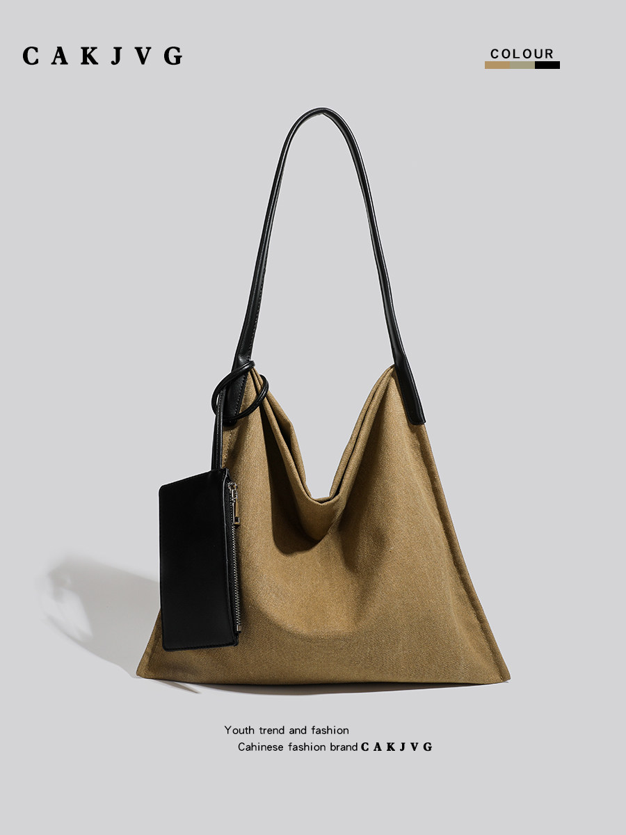 CAKJVG Original Retro Maillard Canvas Bag 2025 New Casual Commuter Tote Shoulder Underarm Bag for Women - Thumbnail 4